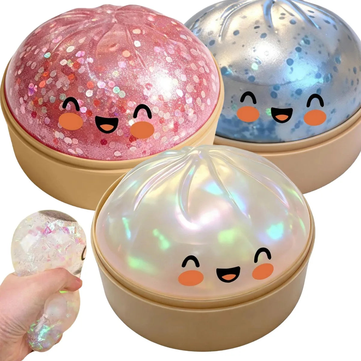 Glitter Squishy Bun Toy – Slow Rise Sensory Fidget Toy Gift for Kids, Teens & Stress Relief