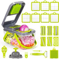 Multifunctional Vegetable Cutter with Container – 13 Blade Food Chopper for Slicing, Dicing & Grating Kitchen Use