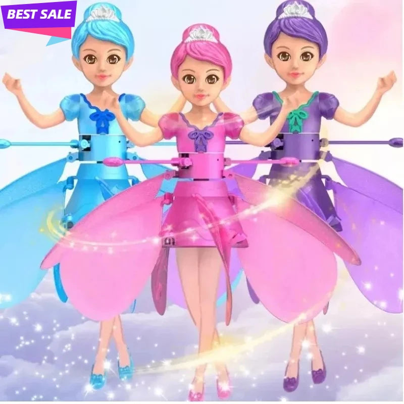 Gesture Control Flying Fairy Doll – Mini Hand Sensor Helicopter with LED Lights for Kids Indoor Fun Toy