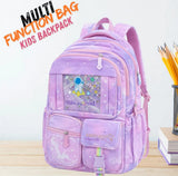 Princess Dream Rainbow School Backpack – Large Capacity Ergonomic Pastel Book Bag for Girls (44×31×13 cm)