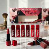 Fitme High Pigmented Velvet Matte Lipstick Set - Long Lasting Smooth Intense Color Lip Makeup Collection - Pack of 6