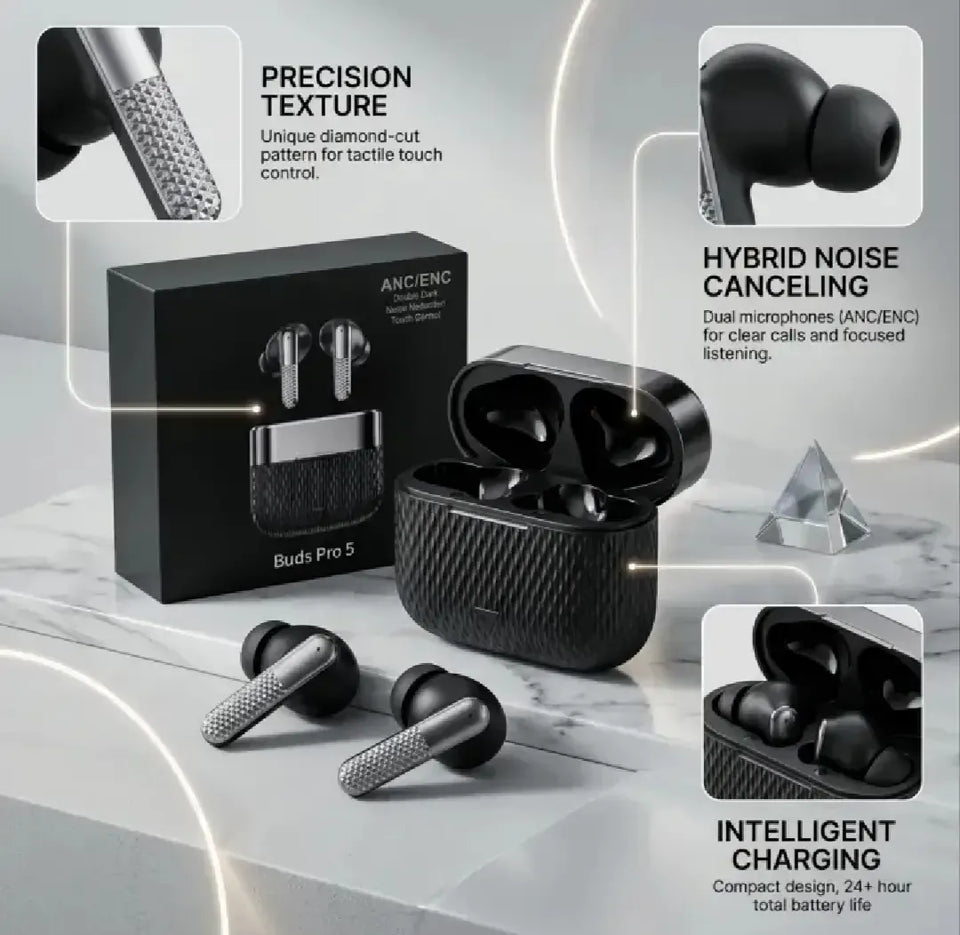 Buds Pro 5 Wireless Bluetooth Earbuds - HD Sound Quality Touch Control And Noise Reduction For Immersive Audio Experience (Random Color)