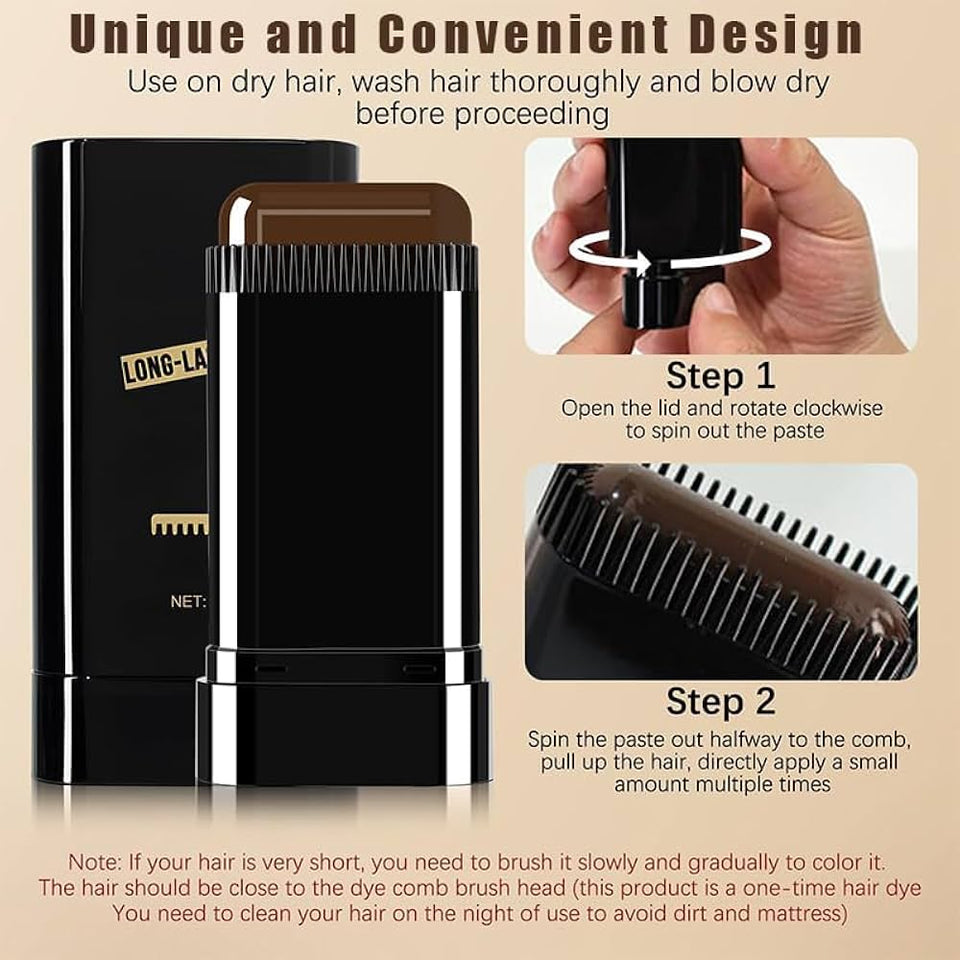 Hair Color Stick Instant Root Touch-Up - Portable Solution For Quick And Easy Gray Hair Coverage And Temporary Root Concealing - 20g (Black)