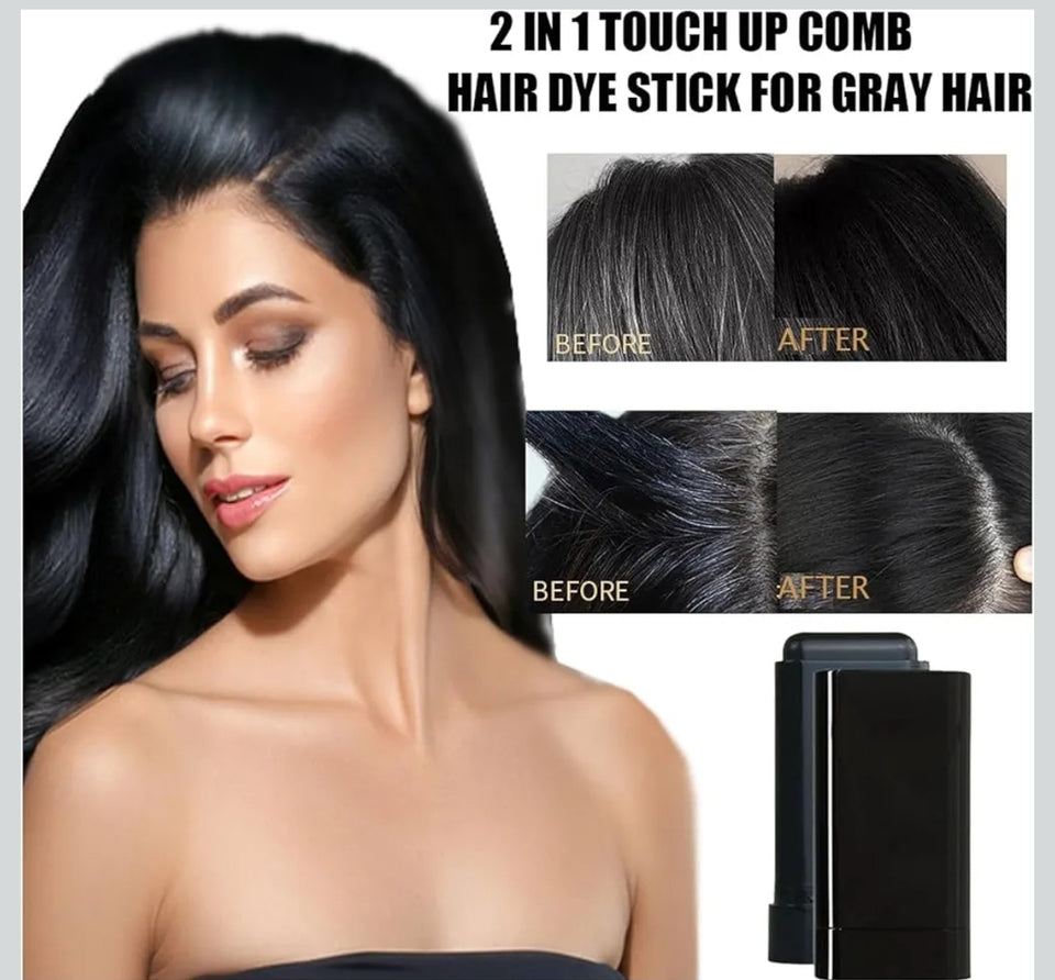 Hair Color Stick Instant Root Touch-Up - Portable Solution For Quick And Easy Gray Hair Coverage And Temporary Root Concealing - 20g (Black)