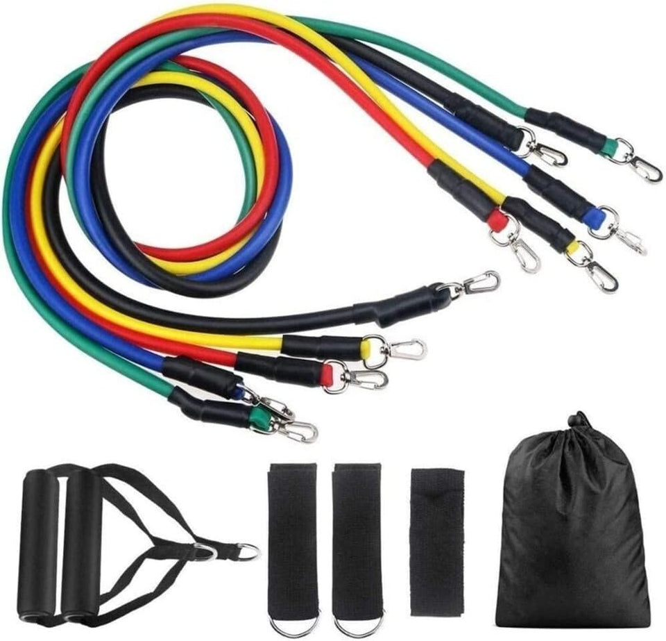 Resistance Bands Set - 11pcs Latex Pull Rope With Door Anchor, Handles, And Ankle Straps For Effective Home And Gym Workout Routines