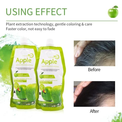 Apple Hair Color Cream Gentle Formula Provides Rich Color Smooth Application Long Lasting Shine Nourishes Hair - Hair Care Product - 1000ML (Black)