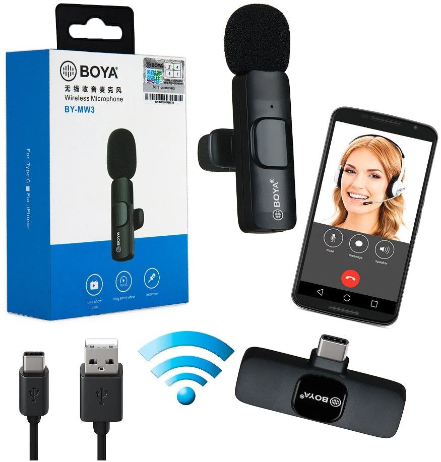 Boya BY-MW3 Wireless Single Microphone For iFone And Type-C Users Durable Clear Affordable