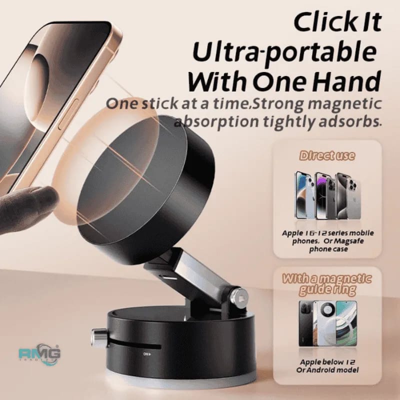 Magnetic Suction Phone Holder – Foldable & Adjustable 360° Magnetic Mount for Car, Bathroom, Kitchen, Gym & Office