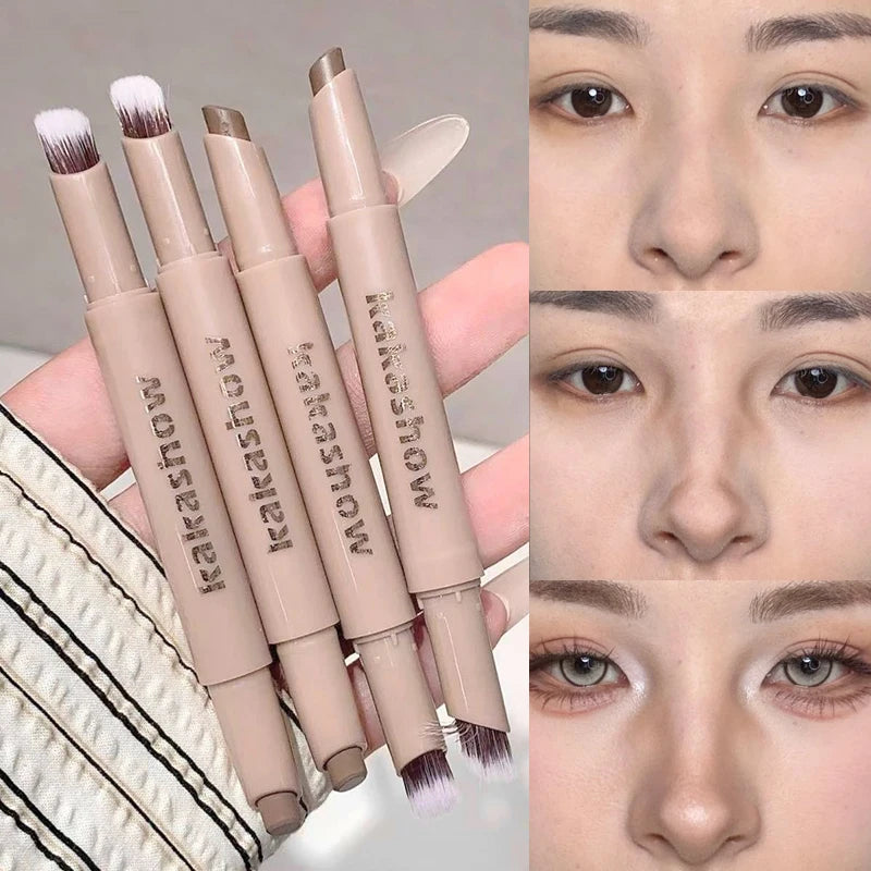 Cream Nose Contour Stick with Smudge Brush – 3D Face Brightening & Natural Sculpting Pen