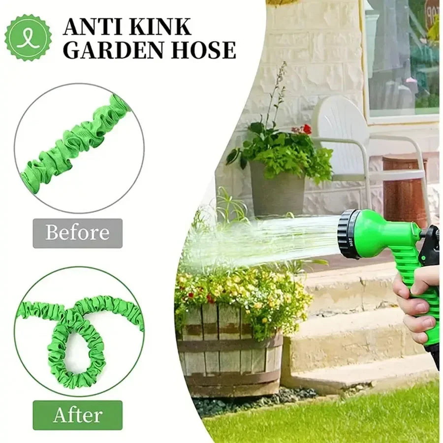 Flexible Expandable Water Hose with 7 Spray Patterns – Lightweight Durable Garden Hose for Cleaning & Gardening