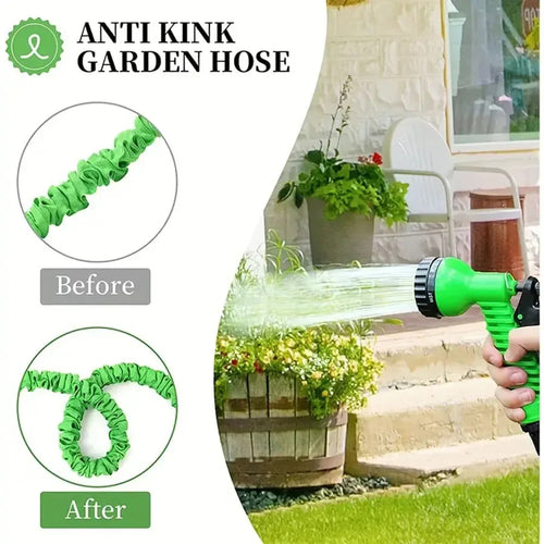 Flexible Expandable Water Hose with 7 Spray Patterns – Lightweight Durable Garden Hose for Cleaning & Gardening