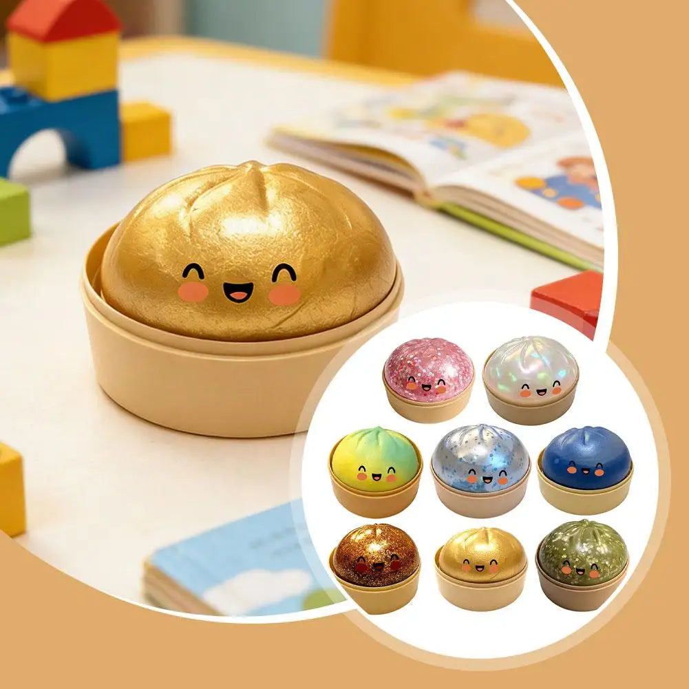 Glitter Squishy Bun Toy – Slow Rise Sensory Fidget Toy Gift for Kids, Teens & Stress Relief