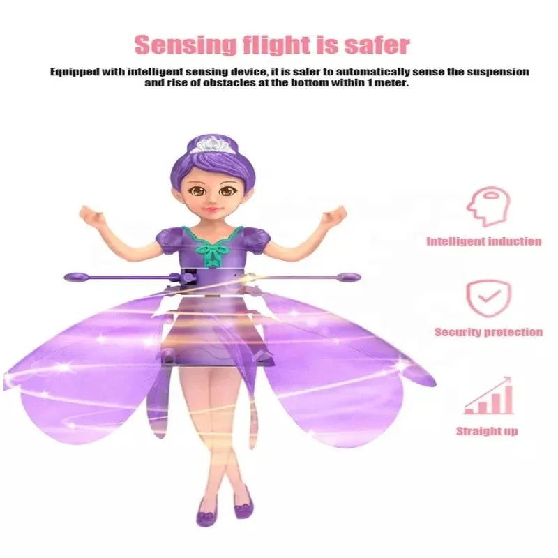 Gesture Control Flying Fairy Doll – Mini Hand Sensor Helicopter with LED Lights for Kids Indoor Fun Toy