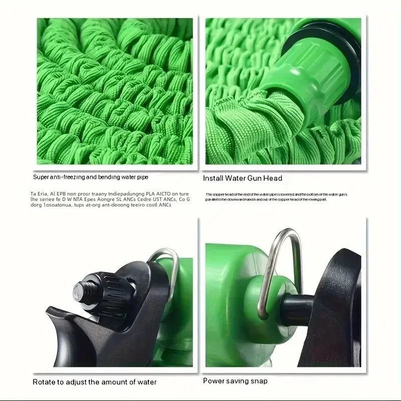 Flexible Expandable Water Hose with 7 Spray Patterns – Lightweight Durable Garden Hose for Cleaning & Gardening
