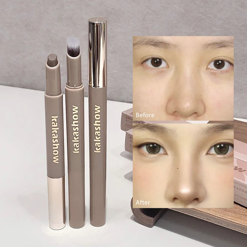Cream Nose Contour Stick with Smudge Brush – 3D Face Brightening & Natural Sculpting Pen