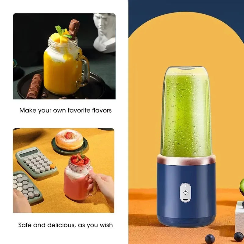 Personal Portable Blender – Mini USB Juicer with 6 Stainless Steel Blades for Smoothies & Shakes
