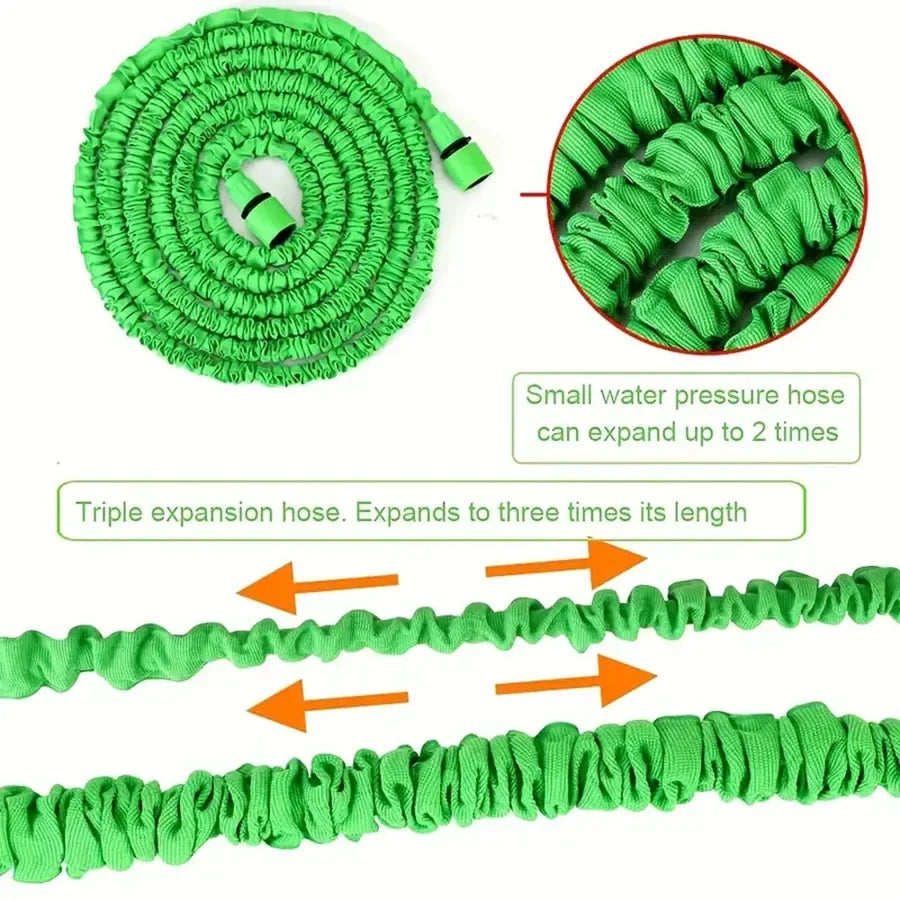 Flexible Expandable Water Hose with 7 Spray Patterns – Lightweight Durable Garden Hose for Cleaning & Gardening