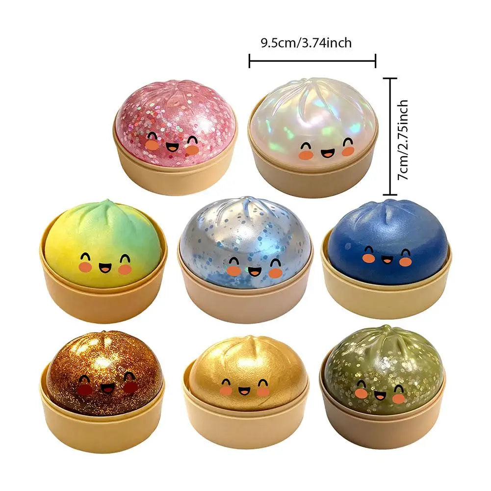 Glitter Squishy Bun Toy – Slow Rise Sensory Fidget Toy Gift for Kids, Teens & Stress Relief